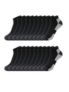 1/6/10/20 Pairs Black White Grey Block Color, All Season Short Mid-Calf Style, Men's Multi-Occasion Sports Casual Short Mid-Calf Socks - Multicolor - View 23