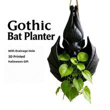 Bat Shaped Hanging Planter, Resin Bat Planter, Halloween Wall Mounted Succulent Pot, Home Porch Decor - Flower Pot - View 9