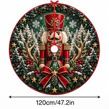 1pc Red Nutcracker Pattern Christmas Tree Skirt, Elegant Color Holiday Decor, 5 Sizes, Unisex Holiday Gift, Suitable For Home And Party Christmas Home Decoration - Red Nutcracker - View 13