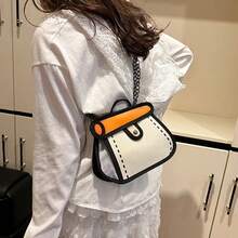 1PC-Chain Bag, Canvas Crossbody Bag, Lightweight Cake Bag, Anime Cartoon Small Square Shoulder Bag - Multicolor - View 7