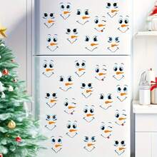60pcs Snowman Face Stickers Set - Reusable PVC Fridge Magnets, Christmas Party Gifts And Home Decor | Multi-Color Options, Suitable For Christmas, Winter And New Year - Multicolor - View 2