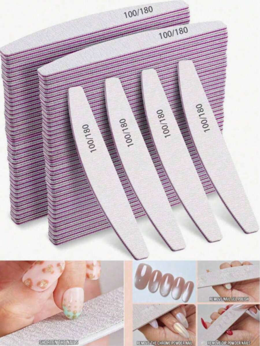 1/6pcs Professional Crescent-Shaped Wooden Nail File, Minimalist Natural Nail Fine File, Manicure Polishing File
