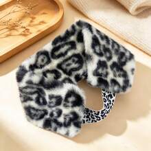 1pc Leopard Print Mink Fur Headband, Autumn/Winter Sweet Cool Leopard Print Plush Hairband, Faux Fur Thickened Warm Street Style Headband - Multicolor - View 5