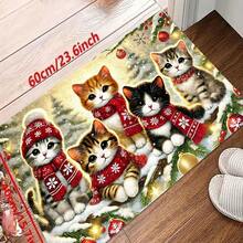 1pc New Christmas Bestseller - Daily Decoration - Holiday Decoration - Christmas - Christmas Reindeer Sleigh Rug, Suitable For Living Room, Bedroom, Indoor - Machine Washable - Flannel Material, Delicate Texture, Comfortable To Skin, No Pilling, Easy Care, No Odor - Perfect For Home Decor, Room Decor, Living Room Rug, Bedroom Rug, Bathroom Rug, Kitchen Rug, Area Rug, Hotel Decor - Area Rug, All Season Use - Multicolor - View 3