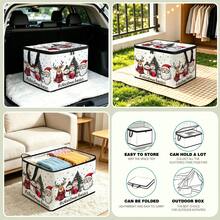 1pc 2D Foldable Zipper Storage Bag, Christmas Family Photo Print, Thickened Large Capacity Organizer With Reinforced Handle, Suitable For Clothes, Bedding, Cosmetics, Wardrobe, Under Bed Storage, Car Trunk, Office Moving. - View 8