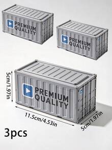 1/2/3pcs Metal Mini Shipping Container Storage Box, Vintage Industrial Cargo Container Shaped Tin Box, Desktop Organizer For Small Stuff, Retro Tabletop Decor Gift - Multicolor - View 15