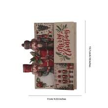 Vintage Nutcracker Gift Box Pop-Up 3D Christmas Card, Hand-Drawn Double Nutcracker Soldiers With Holly Berries, Customizable Handwritten Message, Holiday Desktop Decor For Nutcracker Enthusiasts, Vintage Hand-Drawn Double Nutcracker Soldier Image; Red Bow Gift Box In The Center; Holly Berry Branch And Leaf Decoration; Cover With Cursive Handwritten "Merry Christmas"; Side Inner Lining With Repeating Nutcracker Floral Pattern, Suitable For Friends And Family Holiday Gift Exchange - Greeting Card - View 5