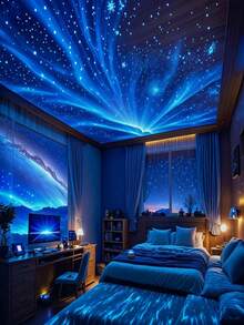 1pc Starry Sky Projector Lamp With 7 Color Patterns And Remote Control, Water Ripple Projection Light Polar Projector Night Light, Suitable For Bedroom Atmosphere Light - Multi-color light - View 6