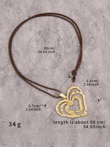 1pc Sunburst Round Alloy Long Necklace For Women, Daily Wear, Gift For Couples, Girlfriend, Mother - Wax Rope - View 11