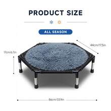 Hexagonal Elevated Pet Cot, Small To Medium Cat And Dog Breathable Mesh Bed, Removable Washable Plush Warm Pad, All-Season Pet Hammock - Black - View 3