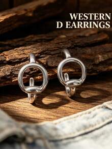 1 Pair Of Western Cowboy-Style Horse Bit C-Shaped Simple Earrings, Suitable For Everyday Wear By Women - Earring Hoop - View 1