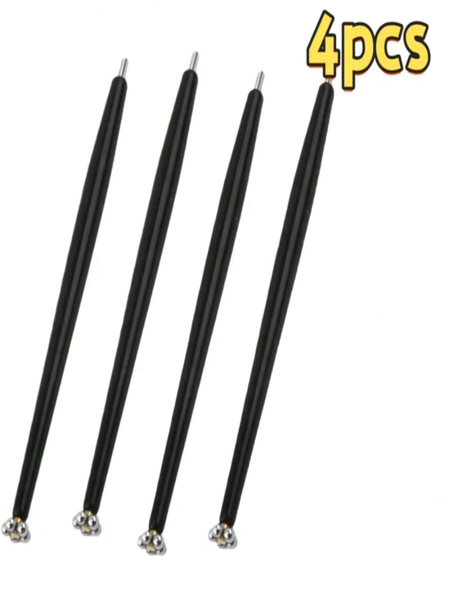 4Pcs Dual Head Nail Art Cat Eye Tool, Plum Blossom Tip Nail Styling Stick, Create Various Beautiful Nail Patterns - Black - View 1