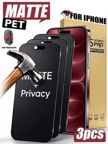 3 قطع واقي شاشة سيراميك مطفي مضاد للتجسس، تغطية كاملة ناعمة مضاد للتجسس مضاد للانعكاس مضاد للبصمات خالي من الفقاعات حافة منحنية ثلاثية الأبعاد عالية الدقة فيلم شاشة شفاف، مناسب لأغطية الهواتف، متوافق مع آيفون DUO/18/18 Pro/18 Pro Max/17 Pro Max/17 Air/16 Pro Max/16 Pro/16 Plus/16/15 Pro Max/14 Pro Max/13 Mini/12/11/XS Max/XR/8 Plus/7 Plus - الأسود - مشاهدة 1
