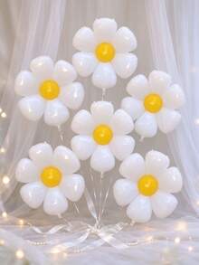 1pc Medium Daisy Balloons Large Flower Balloons White Daisy Party Decorations Large Foil Mylar Balloons Birthday Decorations Wedding Decorations - Multicolor - View 6