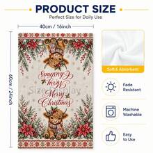 2/4/6pcs Santa Claus & Reindeer Kitchen Hand Towels, Christmas Tree Cartoon Print Towels, Holiday Tea Towels Kitchen Hand Towels, Winter Kitchen Home Decor Towels, Christmas Party Gifts - Multicolor - View 8