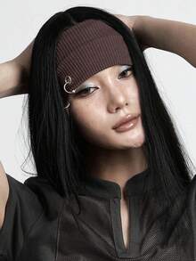 1件裝時尚龐克哥德風針織軟質防滑彈性鏤空髮箍，適合女性，海灘、度假、瑜珈運動、日常穿著，多場合百搭 - 彩色 - 查看 3
