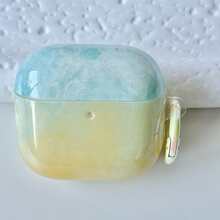 Minimalist Gentle Style Mint Green Gradient Marble Pattern TPU Wireless Earphone Protective Case Compatible With AirPods5 AirPodsPro3 AirPods4 AirPodsPro AirPodsPro2 Earphone Cover With Hanging Clip - Mint Green - View 16