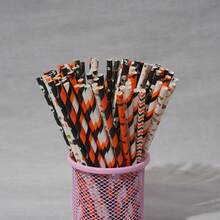 Disposable Paper Straws Halloween Series Colorful Skull Party Dessert Cake Decoration - Multicolor - View 3