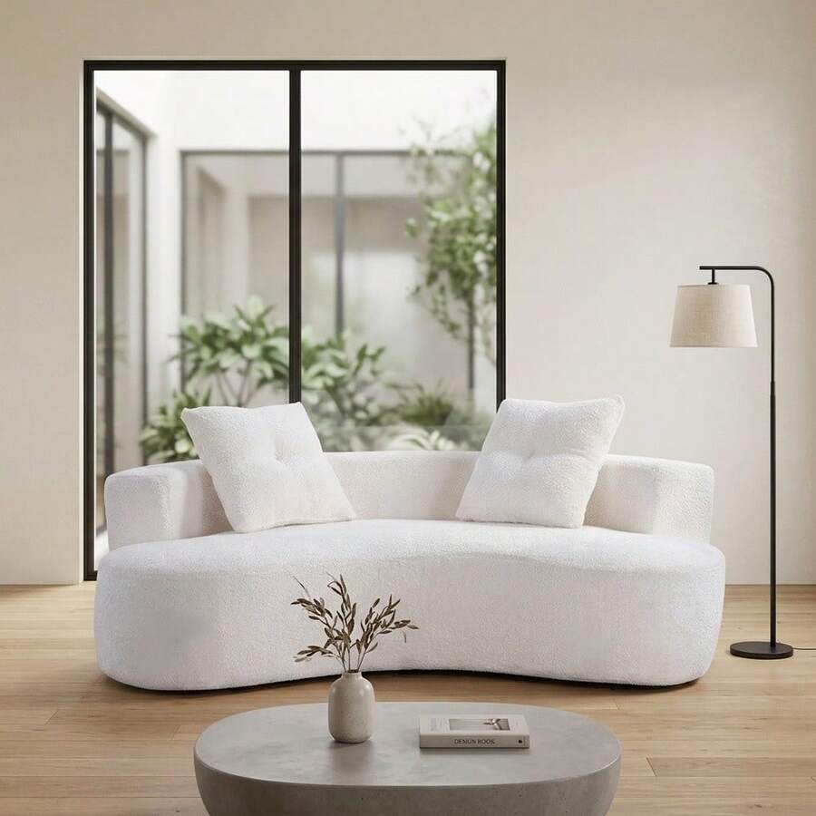 LUCKHAO 79.5"  3 Seater Couch For Living Room, Boneless Couch With 2 Pillows,Upholstered Floor Sofa