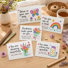 [Birthdays, Christmas] 50pcs Set Of Inspirational Affirmation Cards With Positive Messages, Matte End, Colorful Motivational Quotes And Whimsical Illustrations For Birthdays, Halloween, Employee Appreciation And Gifts For Colleagues - A - View 2