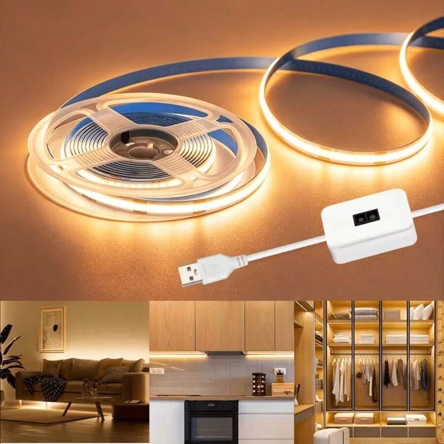 Acosh Neon Lampu Strip LED COB, Colokan USB dengan Sensor Gerakan, Lampu Penerangan Bawah Kabinet Perekat Tanpa Pengeboran untuk Dapur, Lemari, Meja, Cermin – Dekorasi Rumah Liburan Natal - Putih - View 1