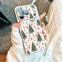 1pc TPU Material Healing Christmas Tree Gingerbread Man Pattern Phone Case Compatible With IPhone 17 Pro Max/17/16 Pro Max/15/14/13/12/11 Full Coverage Shockproof Soft Shell Protective Cover - Silver - View 2