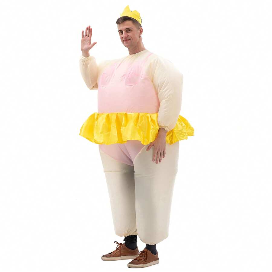 Halloween Christmas Party Pink Ballet Inflatable Costume, Unisex Inflatable Costume, Holiday Personalized Outfit Inflatable Costume, Blower Included, Battery Not Included - Pink - View 1