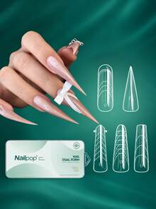 nailpop قالب تمديد الأظافر ذو التأثير المزدوج مع علبة، شفاف بالكامل مع لاصق ومقياس تحديد المواقع، قابل لإعادة الاستخدام بتصميم أكريليك منحني عالي الشفافية متعدد الأنماط، أداة تشكيل تمديد الأظافر DIY - متعدد الألوان - مشاهدة 7