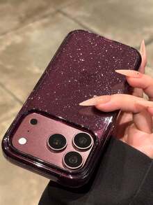 1件 TPU 酒紅亮片閃亮防摔手機殼，極簡設計，適用於 iPhone X XR XS Max 11 12 13 13 Pro 13 Pro Max 14 Pro Max 15 15 Pro 15 Pro Max 16 16 Pro 16 Pro Max 17 17 Pro 17 Pro Max 18 Pro 18 Pro Max - 酒紅色 - 查看 3