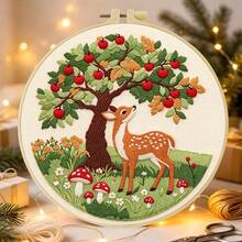15*15cm/5.9*5.9in 20*20cm/7.9*7.9in,Growing Tree Embroidery Kit, DIY Handmade Embroidery Set For Adult Beginners, Home Gift, Women's Sewing Gift, Including User Manual, Printed Pattern Fabric, Embroidery Frame, Needle And Thread. - Growing Tree - View 5