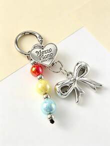1pc Bowknot Phone Chain, Multi-Color Beaded Short Lanyard Bag, Phone Chain Keychain Accessory - Multicolor - View 5
