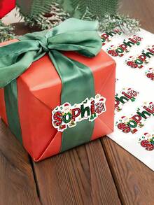 Personalized Name Christmas Stickers Custom Christmas Theme Cartoon Name Tags Name Labels For Gift Box/Christmas Gift For Family(14PCS) - Multicolor - View 2