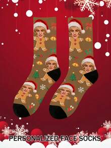 1 par de calcetines personalizados a media pantorrilla, con patrón de lazo, calcetines con patrón de cara personalizada, calcetines para parejas, calcetines con foto personalizada, calcetines impresos personalizados, calcetines con patrón de cara divertida personalizada, calcetines con imagen personalizada, se puede imprimir cualquier forma de cara en los calcetines, regalo de aniversario, regalo del Día de San Valentín, regalo de cumpleaños, regalo de boda, regalo del Día de la Madre, regalo del Día del Padre, regalo para el mejor amigo, regalo para los padres, regalo para la novia/novio - Caqui - Ver 2