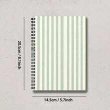 1pc A5 Spiral Notebook, Sage Green Vertical Striped Hardcover Journal, Minimalist Aesthetic Notebook, School And Office Stationery, Writing Notebook Gift For Students And Girls - A5 lined - View 5