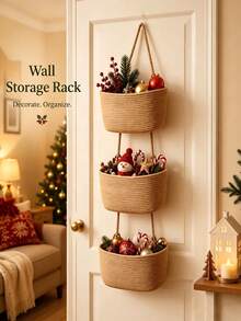 Wall-Mounted Storage Basket For Organizing Miscellaneous Items, Suitable For Wall Storage And Decoration In Bedrooms, Bathrooms, And Studies Home Decor Storage Storage Organizer Closet Organizer And Storage Bathroom Decor Bathroom Storage - Multicolor - View 6