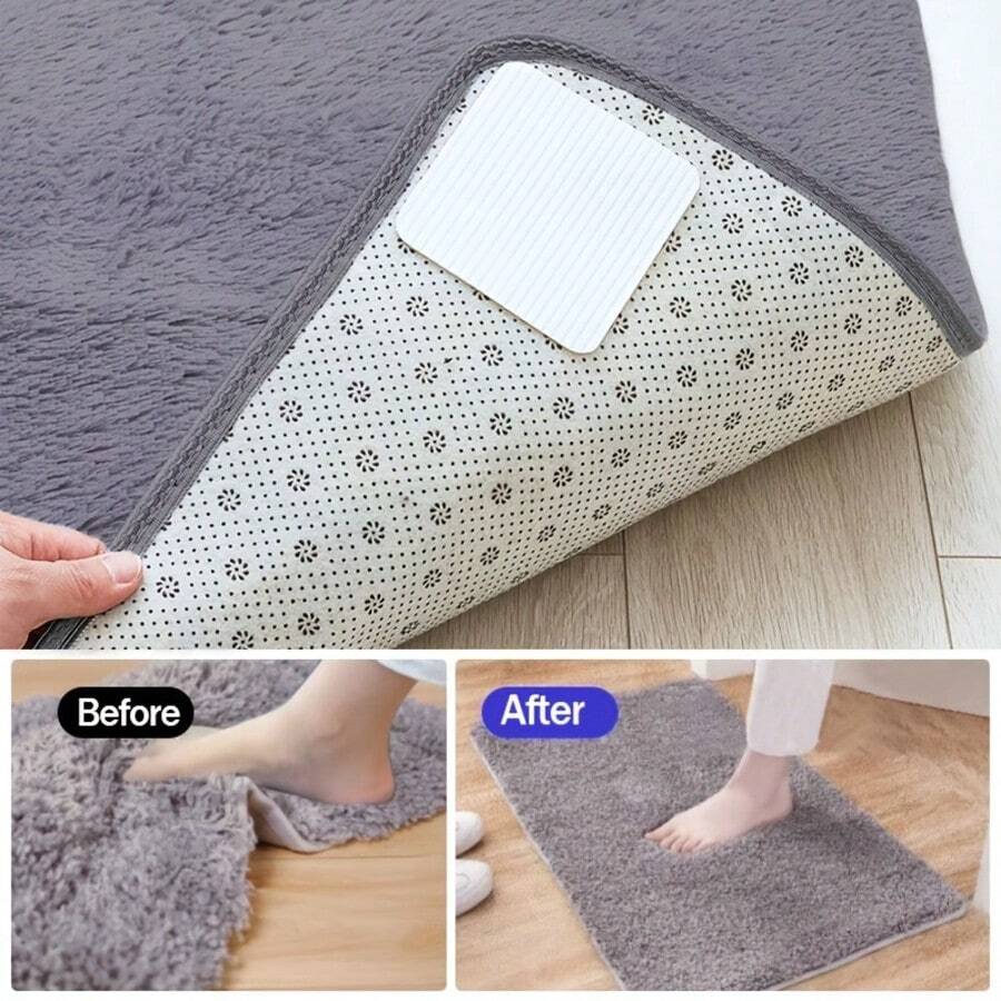 4pcs Rug Pad Gripper, Reusable Carpet Grippers With PU Gel Non-Slip Rug Pads, Washable Rug Anti-Curling Tape, Prevents Rugs From Sliding, Leaves No Residue On Hardwood Floors, Machine Washable - Multicolor - View 1