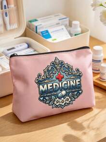 Medicine Bag Is Printed With The Word "Medicine Bag" - Compact Pill Storage Bag And First Aid Kit, Portable Medicine Storage Solution, Suitable For Travel And Outdoor Activities - Multicolor - View 2