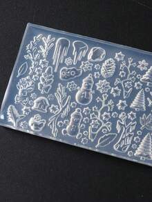 1件 3D聖誕冰雪世界美甲矽膠模具 透明聖誕雪人雪花松樹冰掛美甲印花板 冬季聖誕節美甲模板美甲工具 - 無色 - 查看 5