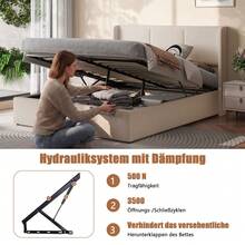 Beige Linen-Look Air Mattress 160x200cm - Beige - View 7