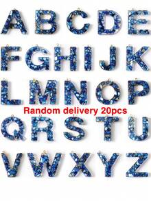 10/20pcs Random 26 English Letter Charms DIY Jewelry Accessories Bag Keychain Resin Epoxy Car Keyring - Letters Shipped at Random - View 10