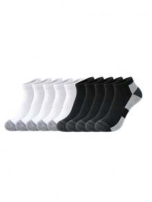 1/6/10/20 Pairs Black White Grey Block Color, All Season Short Mid-Calf Style, Men's Multi-Occasion Sports Casual Short Mid-Calf Socks - Multicolor - View 21