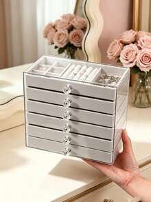 7/3 Layer Acrylic Jewelry Box, Jewelry Storage Box With Drawer Design, Suitable For Storing Rings, Earrings And Other Types Of Jewelry. - Multicolor - View 5