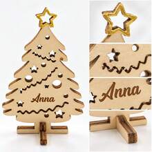 Custom Christmas Tree Tabletop Decoration, Personalized Wooden Name Christmas Decor, Rustic Farmhouse Holiday Table Centerpiece, Customized Mini Xmas Tree Ornament For Living Room Shelf And Mantel, Customizable Name Festive Keepsake Gift 2026 - Multicolor - View 7