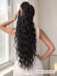 HEYPINK Claw-Shaped Ponytail Hair Extension, Black, 26 Inch Long, Water Wave, Heat-Resistant Synthetic Fiber Wig, Suitable For Women, Girls, Party And Daily Use., Halloween - Natural Black - View 3