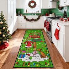 The Grinch The Merry Christmas Kitchen Rug, Santa Claus Non-Slip Mat, Winter Christmas Snowman Floor Mat, Merry Christmas Decor, Suitable For Hallway, Living Room, Kitchen, Office, Laundry Room - Multicolor - View 1