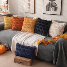 1/2Pcs Fall Pumpkin Throw Pillow Covers, Soft Suede Jacquard Cushion Covers With Hidden Zipper, Beige Base Orange Pumpkin Jacquard Pattern, 18*18 Inches, Farmhouse Harvest Decor For Sofa Bed, Halloween Thanksgiving Christmas Holiday Home Decor - Burnt Orange - View 7