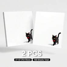 1 Pack 50 Sheets/2 Packs 100 Sheets Cute Black Cat Theme Sticky Notes, Adorable Pet Design Memo Pads For Study, Office, Planner And Note-Taking - one-size - View 9