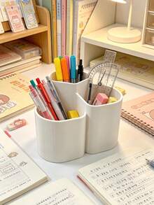 Nordic Minimalist Multi-Compartment Bathroom Storage Bucket, Toothpaste And Toothbrush Holder, Makeup Brush Organizer, Desktop/Countertop Decor, Suitable For Bedroom, Bathroom, Desktop Storage, Home Decor, Storage, Graduation Season, Back To School Season - Multicolor - View 9