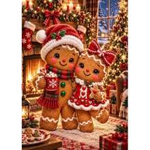 1PC DIY 5D Diamond Painting Kit Christmas Gingerbread Man Pattern - Round Full Drill Art Mosaic Craft, Home Wall Decor, Unframed - No Frame - View 8