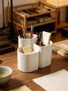 Nordic Minimalist Multi-Compartment Bathroom Storage Bucket, Toothpaste And Toothbrush Holder, Makeup Brush Organizer, Desktop/Countertop Decor, Suitable For Bedroom, Bathroom, Desktop Storage, Home Decor, Storage, Graduation Season, Back To School Season - Multicolor - View 16